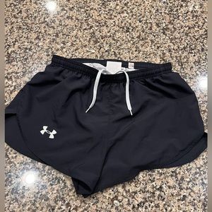 Under Armour 2 1/2 inch black lined running shorts, great condition.